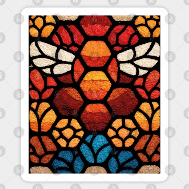 Stained Glass Bee | Sacred Geometry Honeycomb Art Sticker by TuncGK